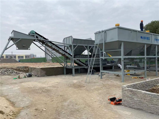 Matériel d'usine de mélange automatisé 120KW de sol mobile avec la poubelle horizontale de ciment