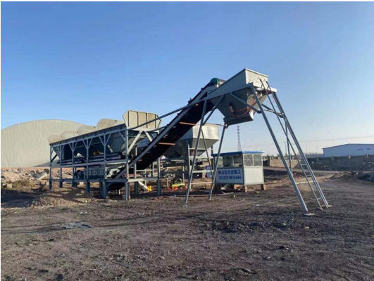 Station de mélange de sol stabilisée mobile à ceinture de jupe avec silo de ciment horizontal